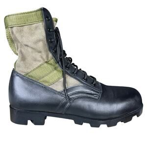 Rothco Men’s Jungle Green Black Leather Combat Boots Size US 11